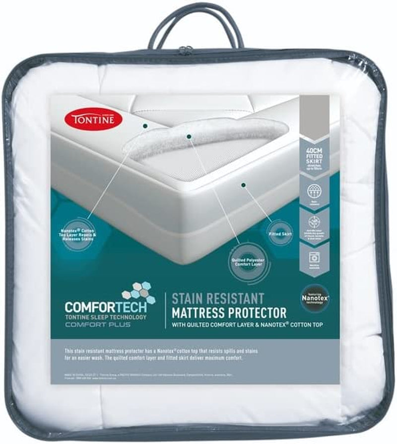 Comfortech Stain Resistant Mattress Protector, King, White