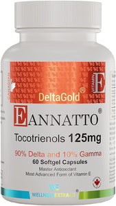 E Annatto Tocotrienols Deltagold 125Mg, Vitamin E Tocotrienols Supplements 60 Softgel Capsules, Tocopherol Free, Supports Immune Health & Antioxidant Health (90% Delta & 10% Gamma) (Pack of 1)