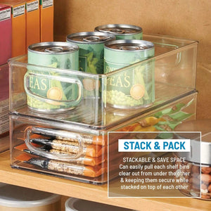 Plastic Bin Storage - Clear Bins for Fridge, Freezer, Office, Garage or Pantry Storage | Stackable Storage Containers - BPA Free & Eco Friendly | Easy Wash & Ultra Durable | Large & Small (Small (Pack of 4))