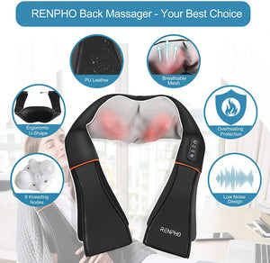 Electric Neck and Back Massager with Heat, 3D Kneading Massage Pillow for Pain Relief on Shoulder Leg Calf Foot Full Body Muscles pattanaustralia