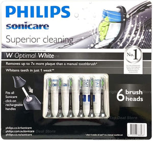 Sonicare Superior Cleaning W Optimal White Electric Toothbrush Heads 6PCS - Black