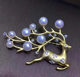 Natural pearl elegant, Designer elk brooch, gold tone, alloy material Pattan Australia