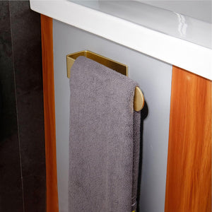 Bathroom Towel Holder Rack Adhesive,  Modern Thicken Rustproof Hand Towel Rack Bath Towel Bar for Bathroom Kitchen (Aluminium, Gold，20Cm)