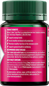 Iron plus for Women'S Health - Supports Iron Levels, Energy Levels and Immune System Function, 50 Capsules