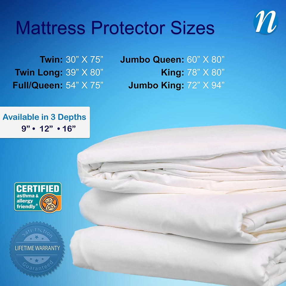 100-Percent Cotton Dust Mite & Allergy Control Mattress Protector, Cotton, White, California King