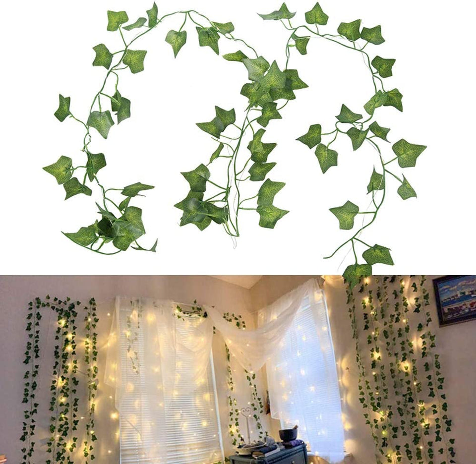 2M 20LED Leaf String Lights,Vine Fairy Lights Batteries Powered Green Leaf Garland Maple String Lights for Bedroom Home Kitchen Garden Office Wedding Wall Indoor Outdoor Decoration