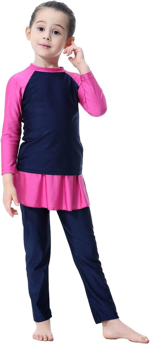Mu Swimsuit for Girls Kid Modest Full Cover Hijab Burkini Islamic Top ...