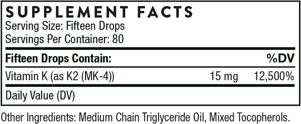 - Vitamin K2 Liquid (1 Mg/Drop) - Concentrated Vitamin K2 Supplement for Heart and Bone Support - 30 Ml