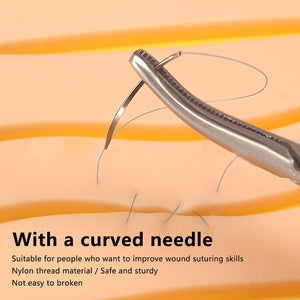 Suture Thread Set, 12 Bags Curved Needle Prevent Broken Suture Practice Thread Improve Skills for Veterinary (4/0)