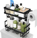 Bathroom over the Toilet Storage Shelf, 2-Tier Bathroom Storage Organizer Shelves, Space Saver Small, Black…