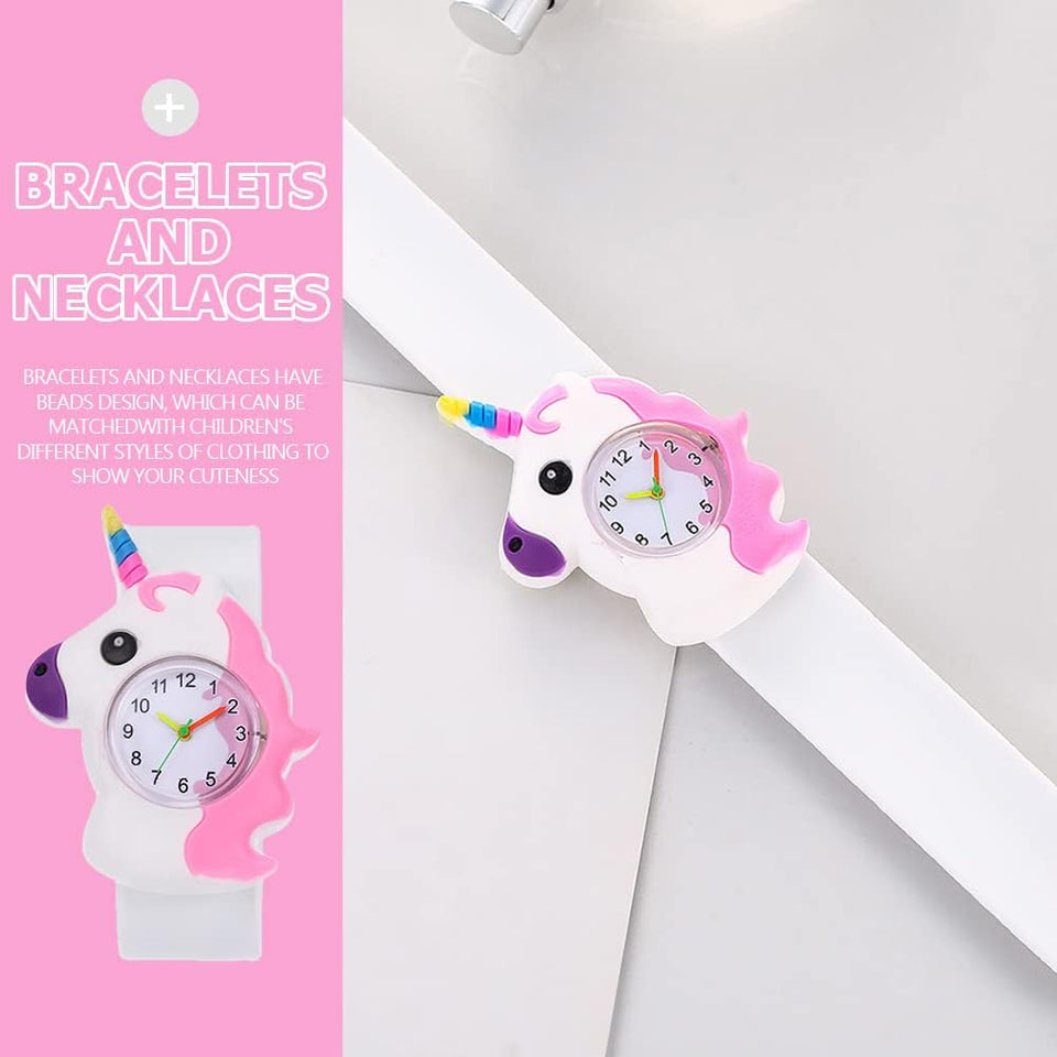 Slap Bracelet Watch 1 Set Slap Watch -Shape Slap Watch Cartoon Bracelet Necklace for Girl Girls' Watches