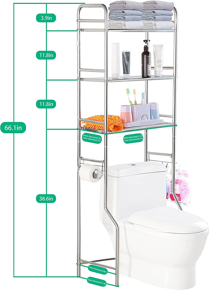 over the Toilet Storage 3 Tier,Over the Toilet Shelf,Over Toilet Bathroom Organizer,Over Toilet Shelf,Stainless Steel,Over Washer and Dryer Shelves,Bathroom Shelves over Toilet