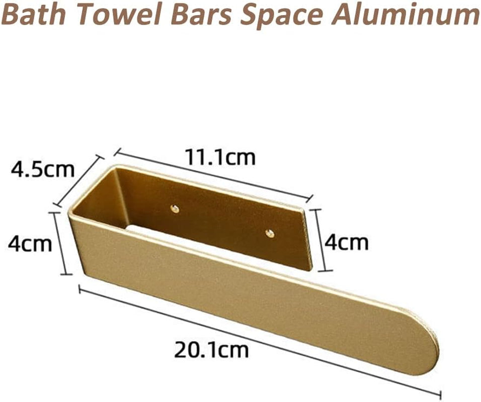 Bathroom Towel Holder Rack Adhesive,  Modern Thicken Rustproof Hand Towel Rack Bath Towel Bar for Bathroom Kitchen (Aluminium, Gold，20Cm)