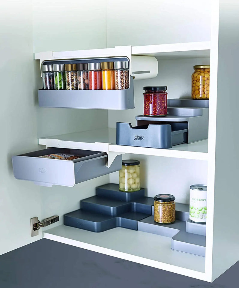 Cupboardstore in Cupboard, Kitchen Storage Under-Shelf Spice Rack, Organiser Grey