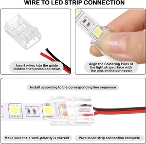 RGB LED Light Strip Connectors 20 Waterproof Adapter Transparent Solderless for Unwired Gapless Track Lighting Connector 5V 12V 24V (2 Pin, 10 Mm)