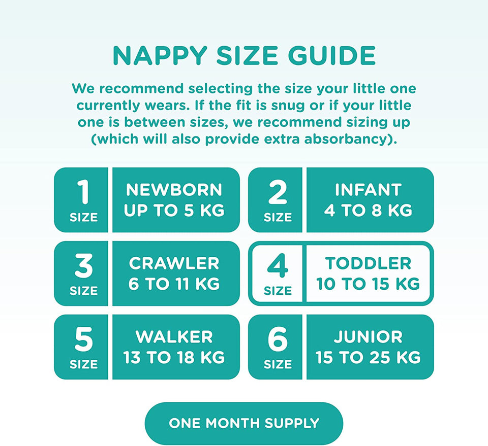 , Size 4 Toddler Nappies (Up to 10-15Kg), 150 Nappies, One Month Supply