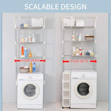 3-Tier Adjustable Washing Machine Rack over Toilet Bathroom Organizer above Washer Dryer Storage Shelf Space Saving Rack, White