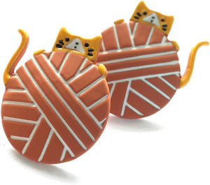Cute Cat Earrings Orange Kitten Stud Earring Teen Girls Cat Lovers Birthday Christmas Gift