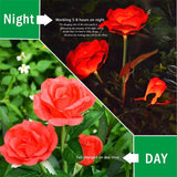 Solar Rose Lights Outdoor Solar Garden Stake Lights, 2 PCS Solar Flowers Lights Outdoor Garden, Waterproof LED Roses Flowers Lights Yard Decorations Outdoor Color Changing (Red)