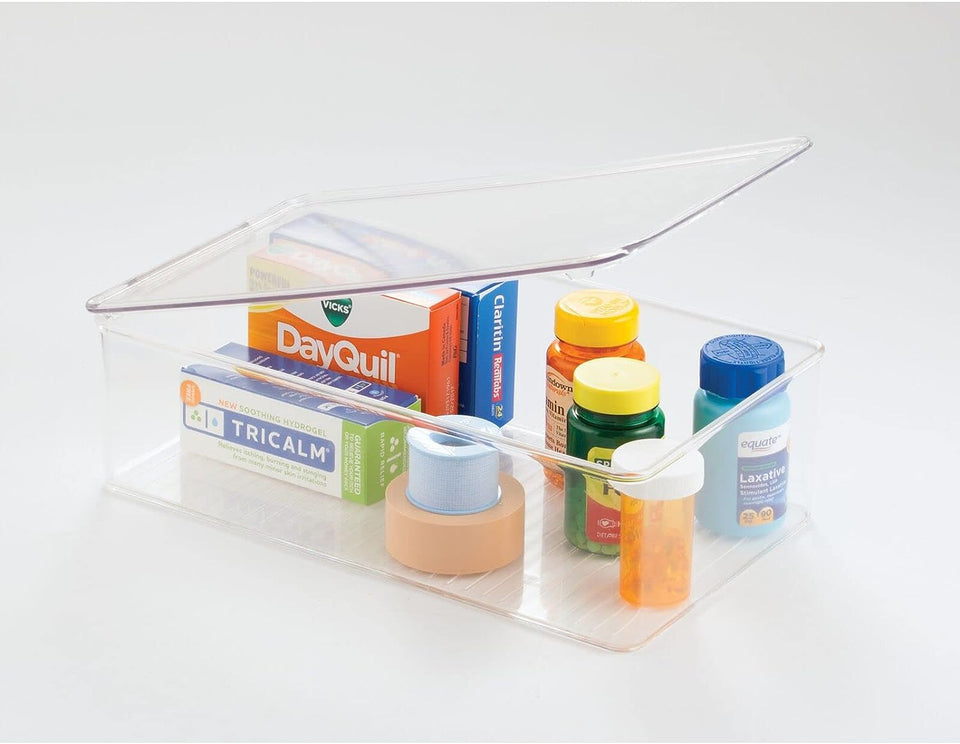 (Extra Long) -  Storage Box Organiser for First Aid Kit, Medicine, Medical, Dental Supplies - Extra Large, Clear