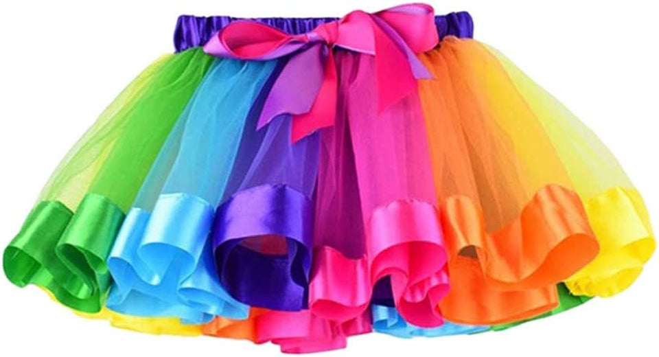 Girls Layered Rainbow Tutu Skirt with Unicorn Horn Headband Outfits for Birthday Party Dress Up