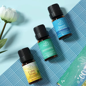 Top3 Blends Essential Oils Cozy Set Theraputic Grade Aromatherapy Oils for Sleep, Anxiety & Stress Relief, Immune Defence, Muscle Relief for Diffusers Humidifiers Massage, 10Ml