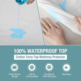 Mattress Protector - 100% Waterproof, Hypoallergenic - Premium Fitted Cotton Terry Cover - Queen (60 in X 80 In)