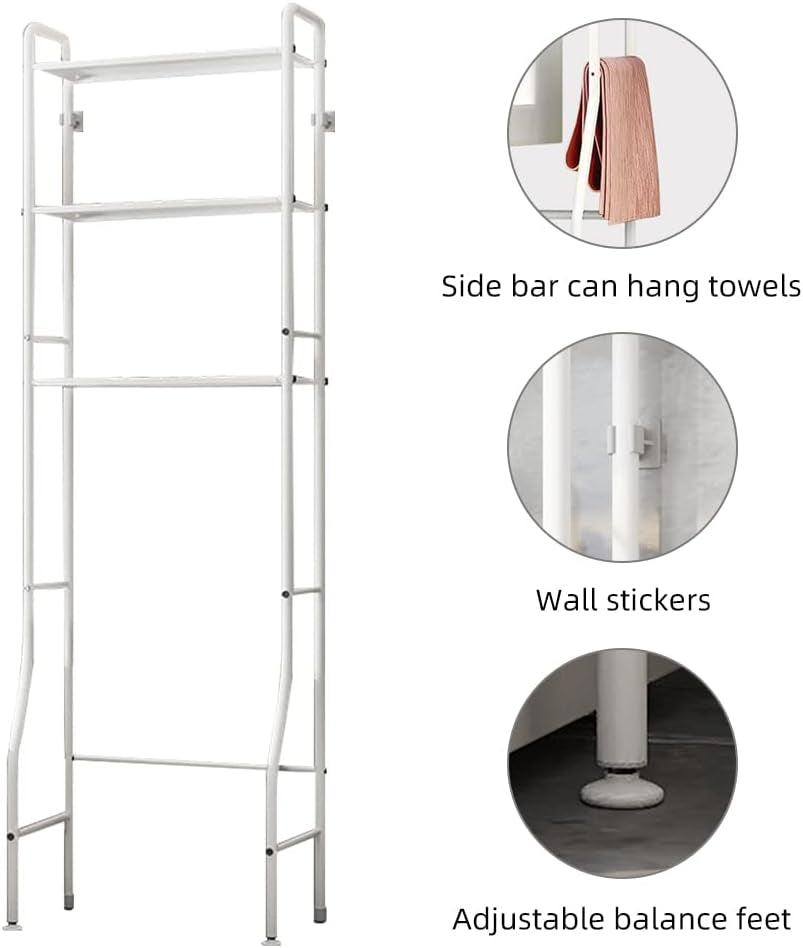 over the Toilet Storage 3-Tier over Toilet Bathroom Organizer over Washing Machine Rack Bathroom Shelf White