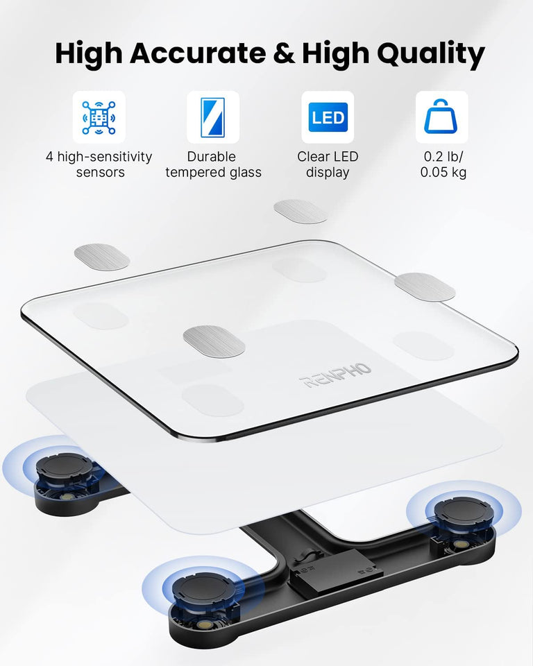 Bluetooth Body Fat Scale with App,Smart Digital Bathroom Scale for Body Weight, Body Fat,Body Water, Skeletal Muscle,Muscle Mass,Bone Mass, Protein,Bmi,Bmr, Metabolic Age, Elis 1