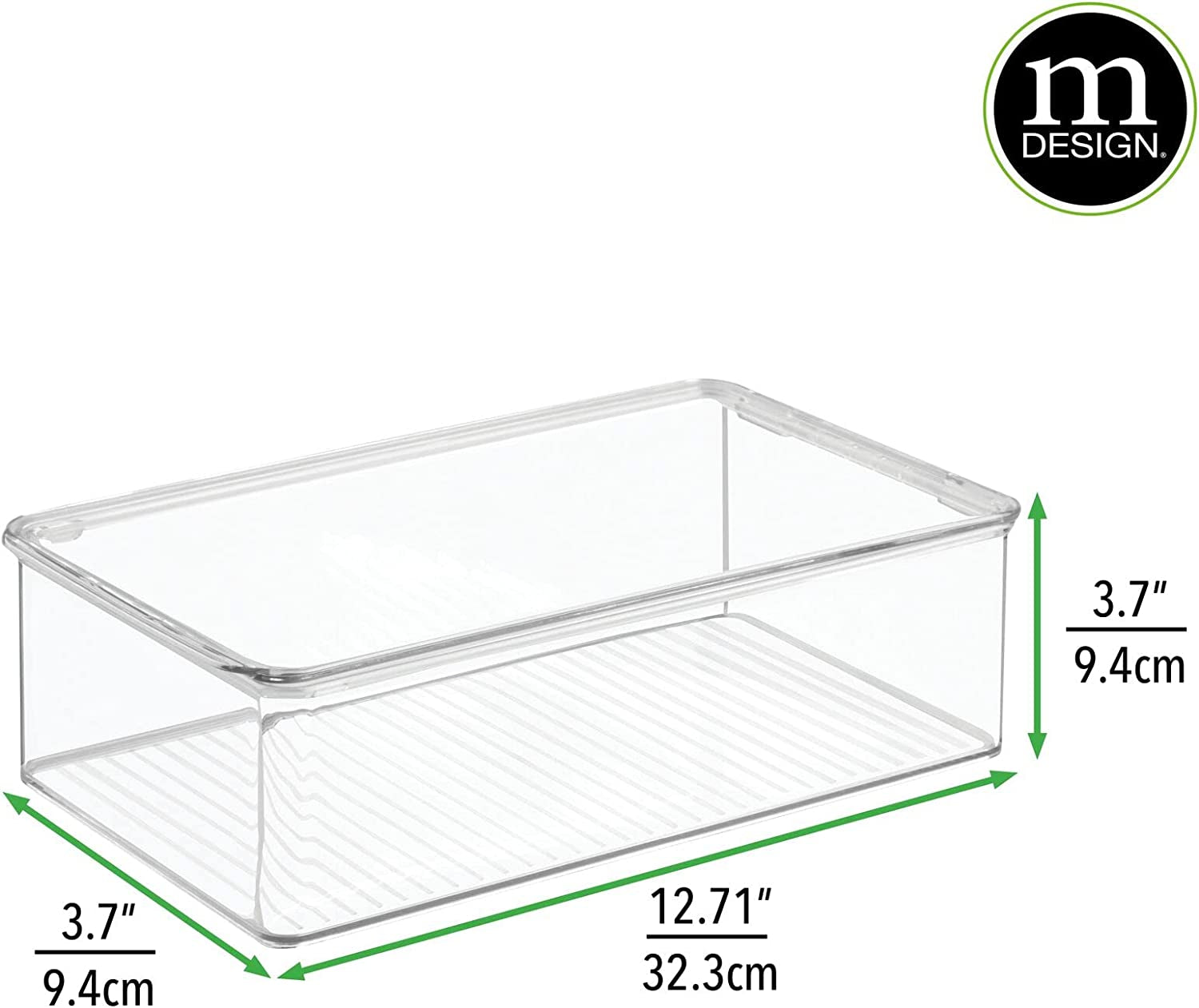 mDesign Plastic Divided First Aid Storage Box Kit, Hinge Lid for Bathroom,  Clear