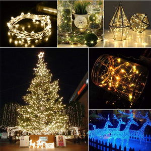 Fairy Christmas Lights Battery Operated, 10M/33Ft/100 LED Warm White String Light, Waterproof Battery Case, Indoor Lights for Xmas Tree Wedding,Party Events Garden Spring Decoration