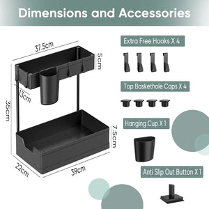 2-Tier  Pull Out Wide Drawer under Sink Organiser for Kitchen Storage & Organisation - Bottom Tier Sliding Easy Take under Sink Storage for Kitchen Sink Cupboard Bathroom Laundry (1)