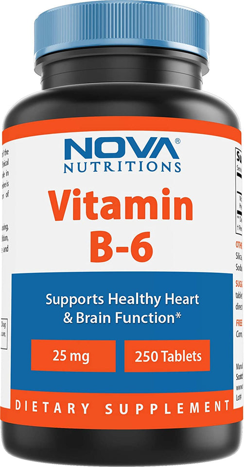 Vitamin B6 25 Mg - Supports Healthy Nervous System, Metabolism & Cell Health - 250 Tablets