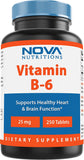 Vitamin B6 25 Mg - Supports Healthy Nervous System, Metabolism & Cell Health - 250 Tablets