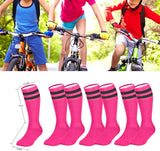 Kids Soccer Socks, [3 Pairs] Stripes Knee High Tube Socks Sport Kids Stockings for Child Young Boys and Girls (US Size 3-6）