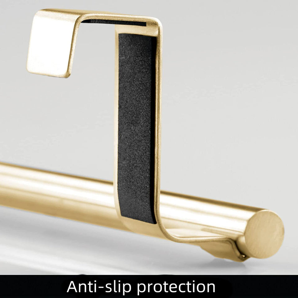 Stainless Steel over Door Towel Rack Bar Holders for Universal Fit on over Cabinet Cupboard Doors *(2 Pack Gold）
