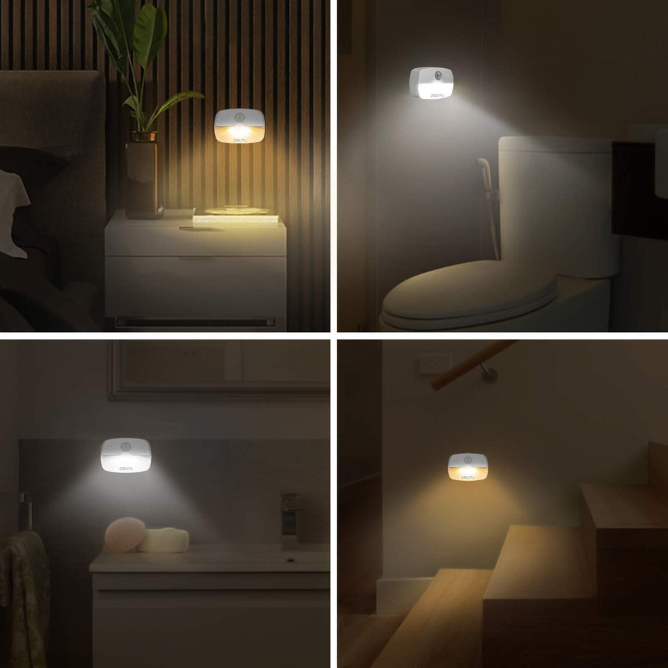 Motion Sensor Light Indoor Led Night Light Stick on Nightlight Battery Operated Lights for Toilet Closet Bathroom Bedroom Hallway Stair