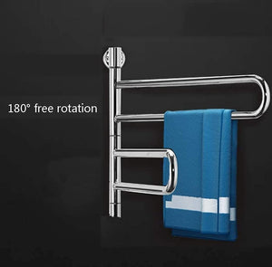 Electric Heated Towel Rail Radiator, Wall Mount Towel Rail Warmer Rack, 180° Rotating Thermostat Bathroom Electric Towel Rail