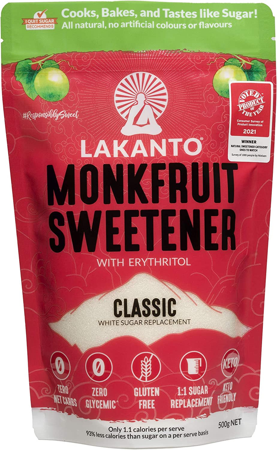 Monkfruit Sweetener Classic, 500 G, Classic