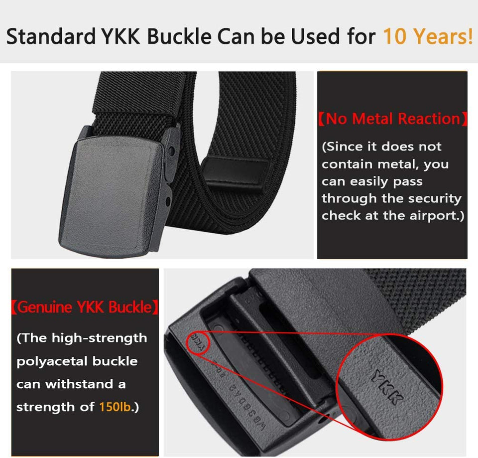 Belts for Men,Elastic Stretch Belt with YKK Plastic Buckle, Breathable Canvas Waist Belt for Work Outdoor Cycling Hiking, Adjustable for Pants Size below 46Inches[53"Long1.5"Wide]