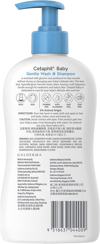 Baby Gentle Wash and Shampoo, 400Ml