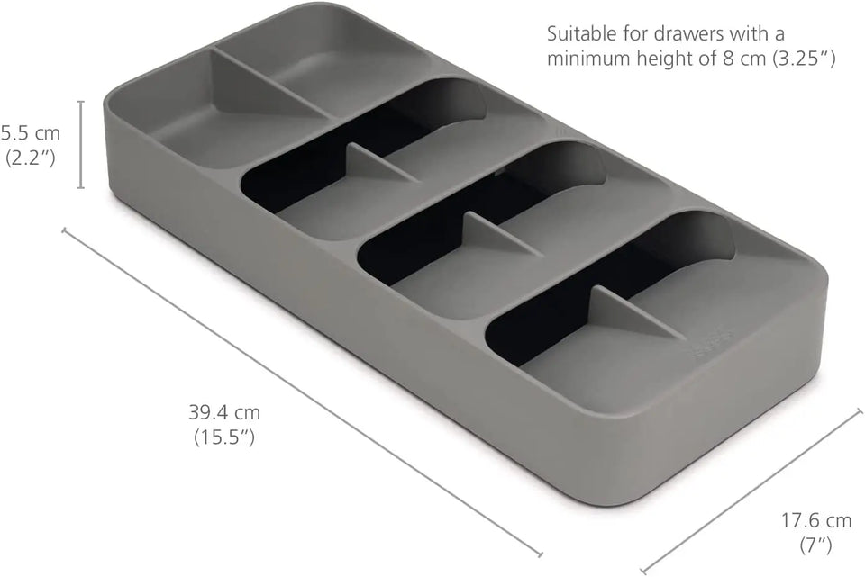 Dream Drawers 2-Piece Drawer Organisation Set with Large Cutlery Organiser and Knife Organiser - Grey