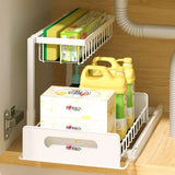 Kitchen Storage & Organisation, under Sink Storage,2 Tier under Sink Organiser, Sliding Cabinet Drawer Storage with Non-Slip Pads,Multi-Purpose under Sink Shelf Organizer