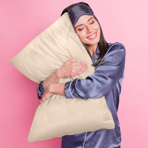 Waterproof Pillow Protector Zippered (2 Pack) Queen Beige – Bed Bug Proof Pillow Encasement 20 X 28 Inches