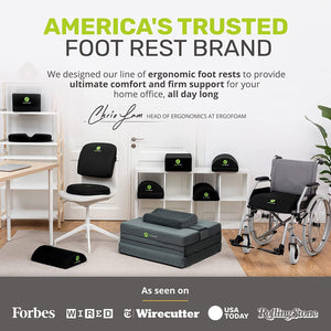 Adjustable Foot Rest under Desk for Added Height | Large Premium Velvet Soft Foam Footrest for Desk | Most Comfortable Desk Foot Rest in the World for Back, Lumbar, Knee Pain (Black)