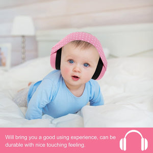 Baby Ear Muffs Noise Blocking Headphones Infant Noise Reduction Earmuffs with Elastic Headband Ear Protection for Newborn Toddler Boys Girls Pink