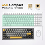 EK68 65% Gasket NKRO Hot Swappable 2.4Ghz/Bluetooth 5.0/USB-C Wired Mechanical Gaming Keyboard with Knob, South-Facing LED, 3000Mah Battery, RGB Backlight for Win/Mac(Flamingo Switch